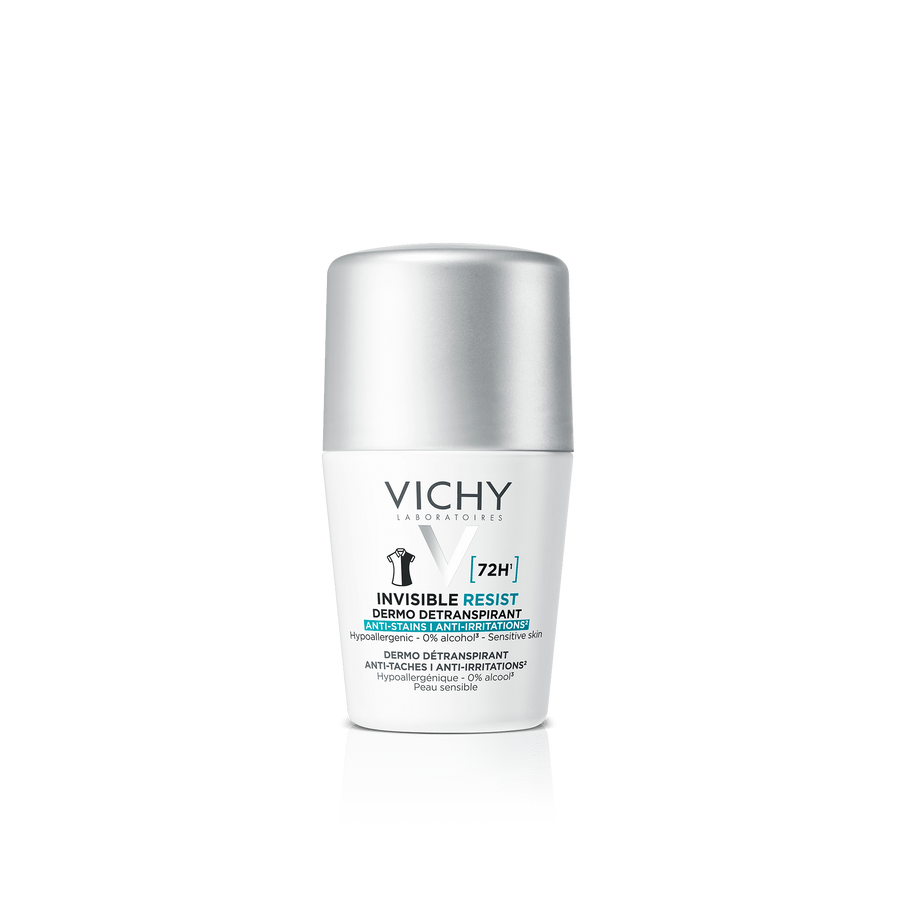 Vichy 72H Invisible Protect Anti-Perspirant Roll-On for Women 50ml – No White Marks, No Yellow Stains, 72-Hour Anti-Sweat & Anti-Odour Protection for Sensitive Skin