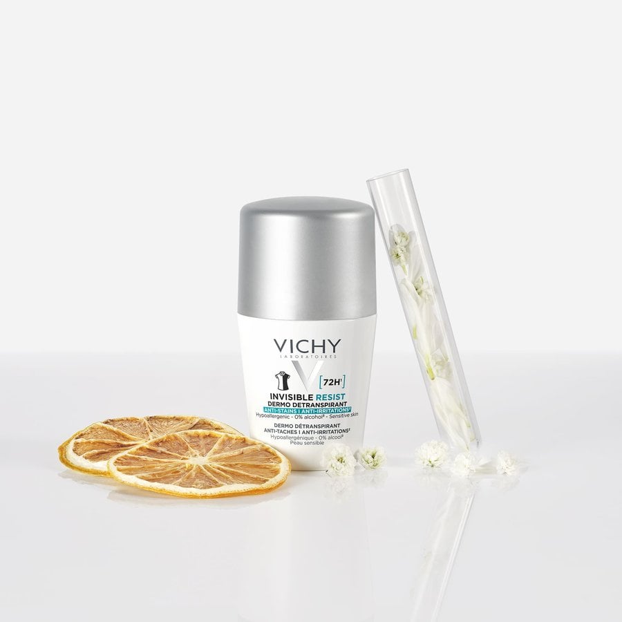 Vichy 72H Invisible Protect Anti-Perspirant Roll-On for Women 50ml – No White Marks, No Yellow Stains, 72-Hour Anti-Sweat & Anti-Odour Protection for Sensitive Skin