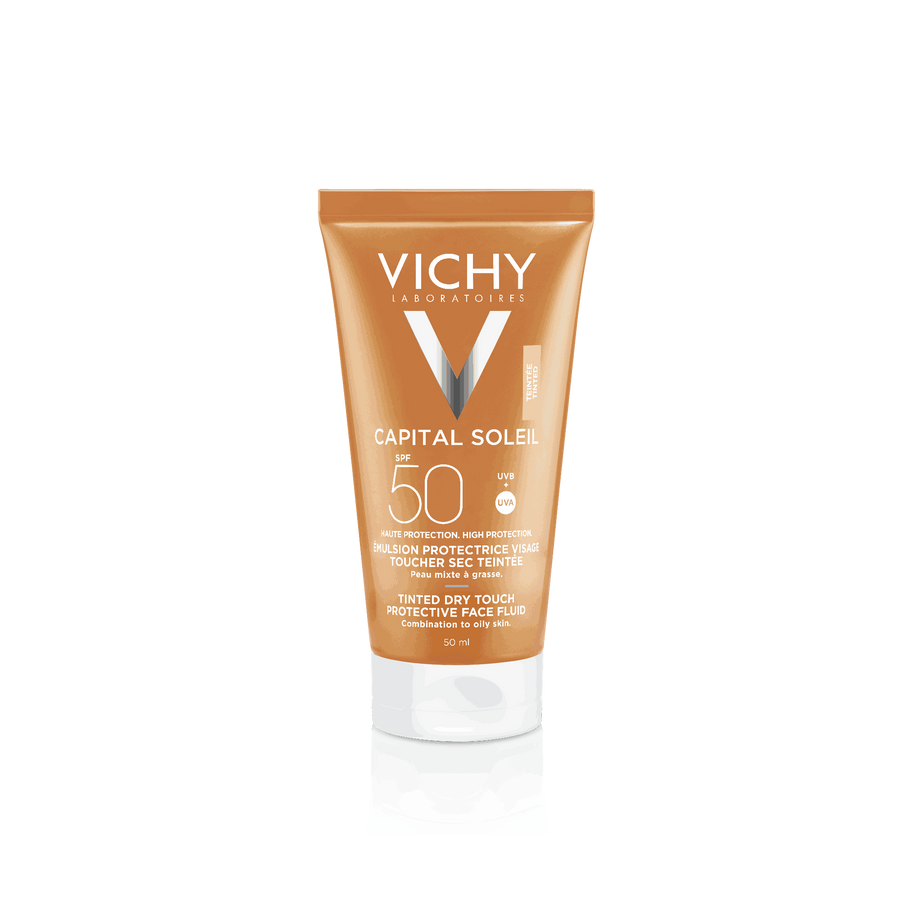 Vichy Capital Soleil BB Tinted Dry Touch Face Fluid SPF 50, 50ml – Mattifying Tinted Sunscreen with Sheer Coverage for Oily & Combination Skin, No White Cast, Anti-Shine Finish